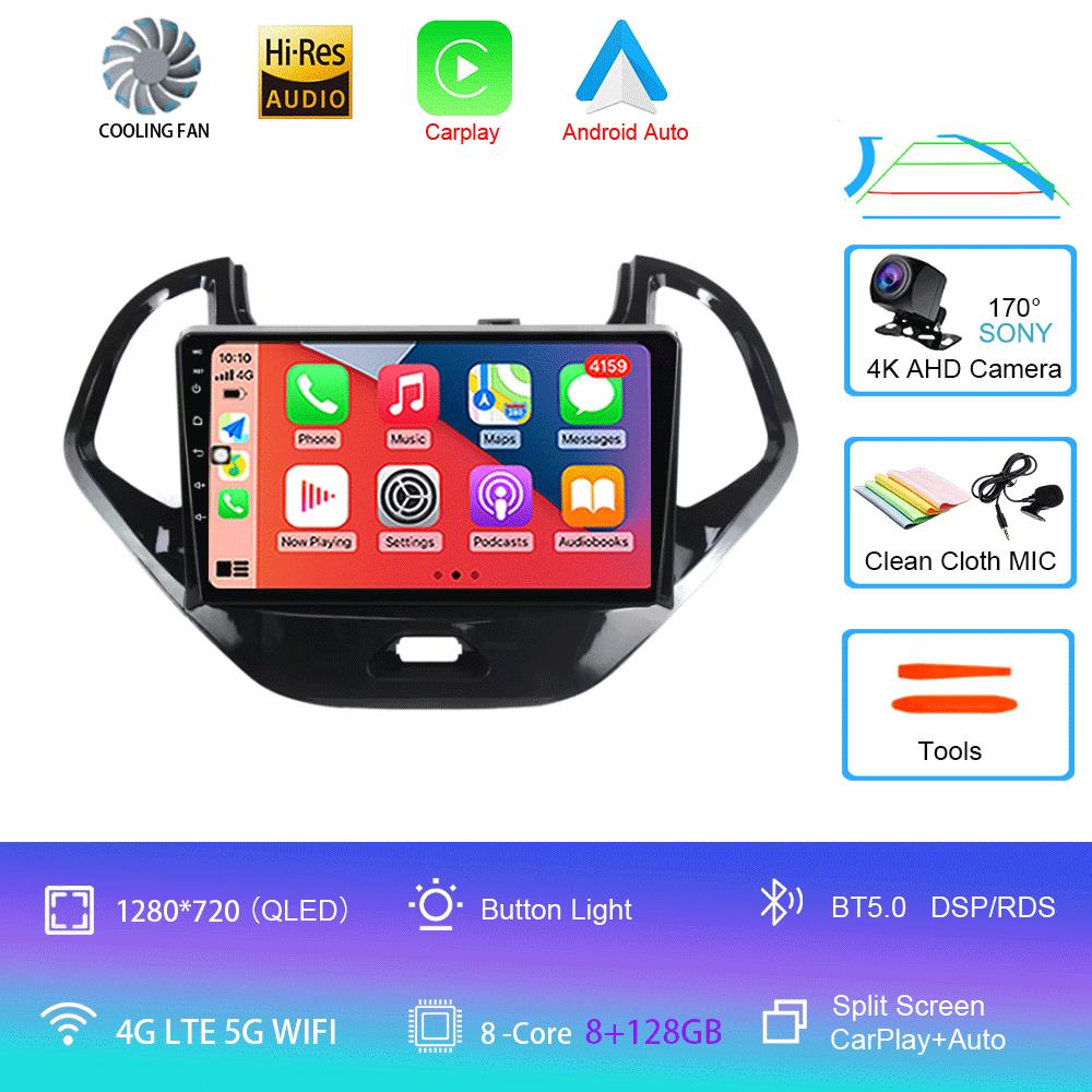 Android 14 For Ford FIGO 2015 2016 2017 2018 Car Radio Multimedia Video Player Navigation GPS 5G WIFI Carplay Auto 360 Camera