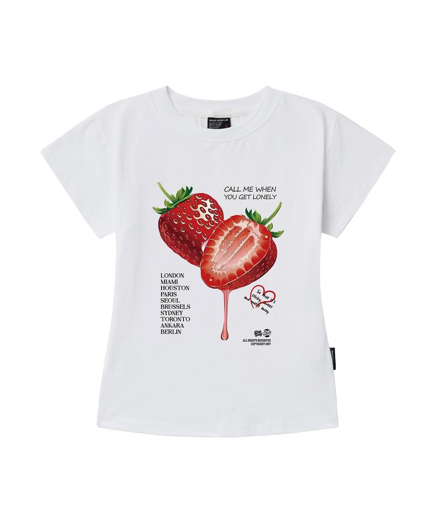 Deulousi Dw Strawberry Slim Fit Short Sleeve T-Shirt 2 Colors