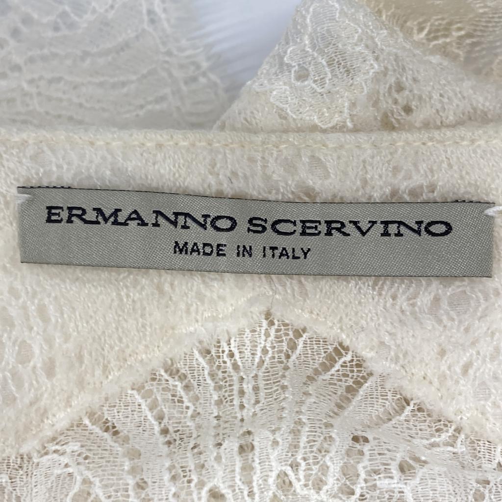 Ermanno Scervino White Cashmere Silk Blend Lace Cardigan and Sleeveless Ensemble Set Tops 38 whiteUsed