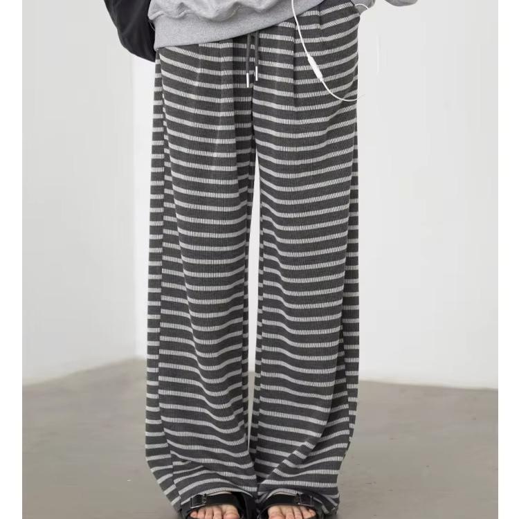 Women Trousers Loose Casual Striped Wide Leg Pants Hanging Straight Casual Trousers Spring Autumn Women