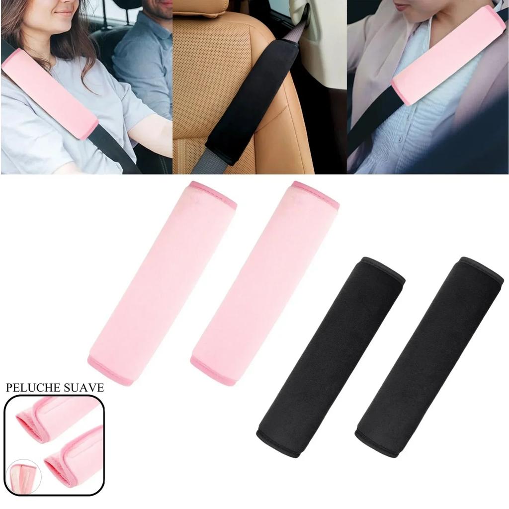 1/4pcs Car Seat Belt Cushion Pads - Soft Black Cotton Cover for Shoulder and Chest Comfort Universal for Adults and Children