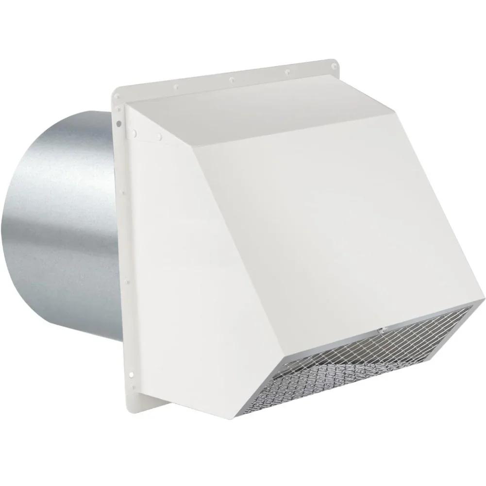 

Galvanized Steel Vent Hood for Wall Mount with Steel Mesh Screen and Spring Loaded Damper for Animal Protection белый