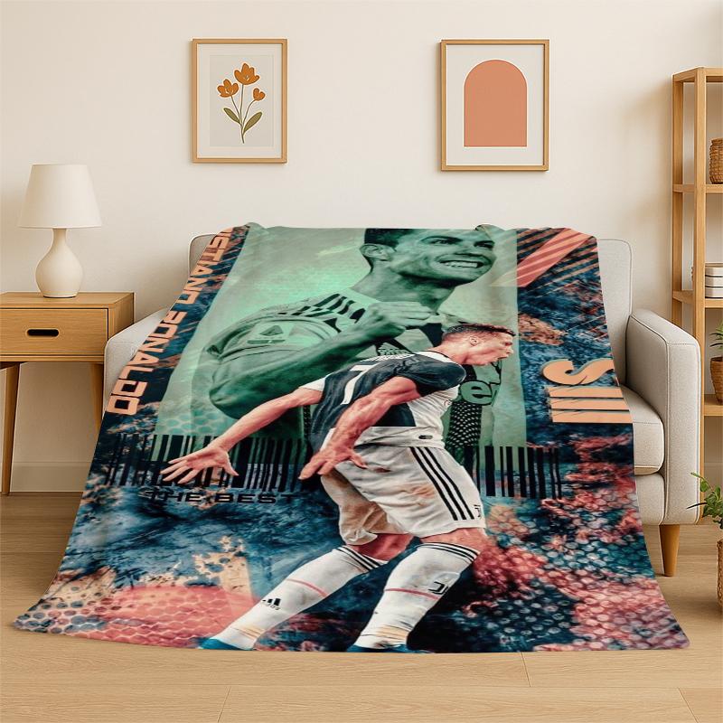 CR11 Goat R-Ronaldo Football Star Flannel Blanket Soft Warm Throw Blanket for Bedroom Living Room Bed Travel Camping Picnic Kid