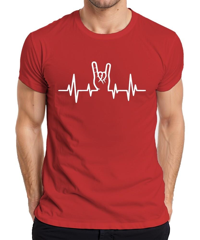 Heartbeat Ecg Rock Hand Sign Metal Concert Musician Heavy Metal Unisexs TShirt
