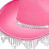 Rhinestes Tassels Cowboy Hat Jazz Cap Wide Cowgirl for Masquerade Fancy Dress Carnivals
