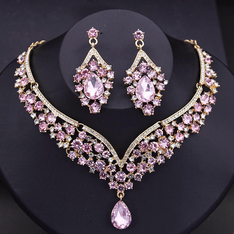 

Фиолетовая Корона Свадебные Ювелирные Наборы Роскошные Принцесса Свадебные Тиары Чокер Ожерелье Набор Свадебные Серьги Бижутерия Дубайские Наборы