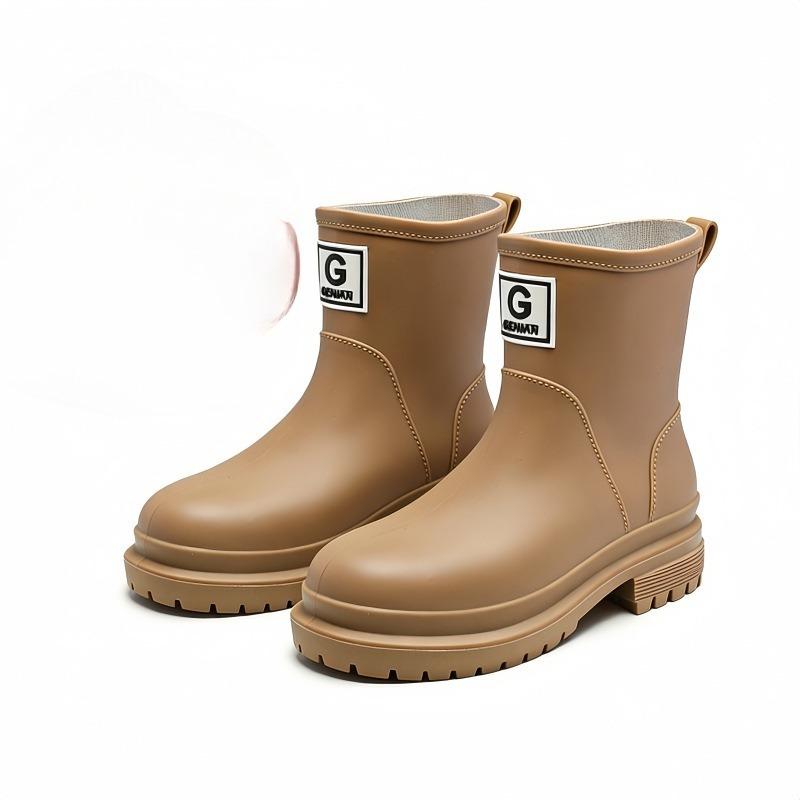Thickened Rain Boots Women's All-match Fashion Short-tube Rain Boots Adult Kitchen Waterproof Non-slip Rubber Shoes Women