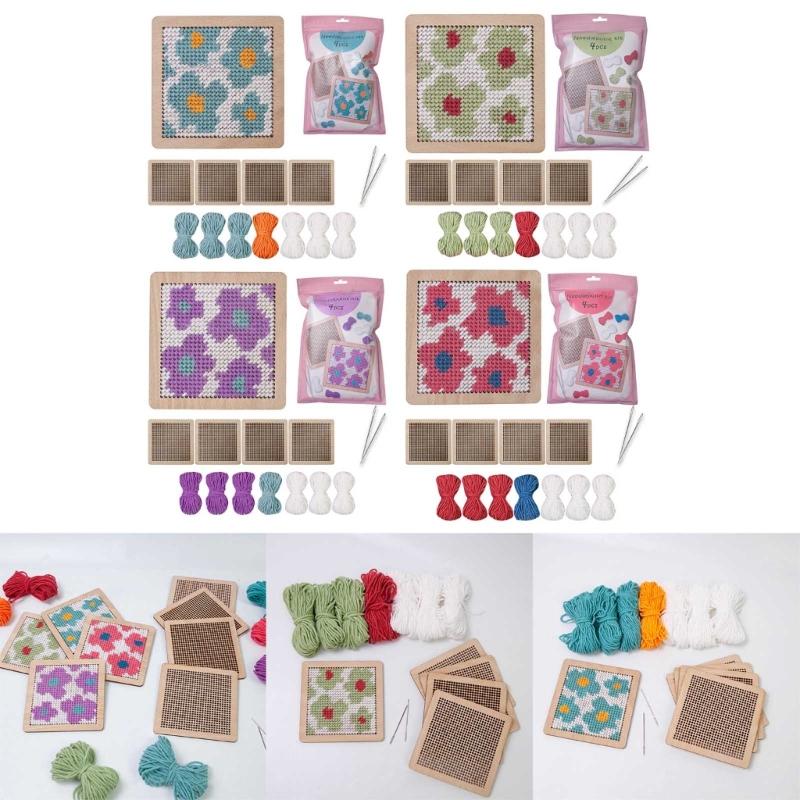 Flower Coaster Crochet Kits Needlepoint Starter Kits with Hook Needlepoint Kits Crochet Starter Kits for Craft Lovers