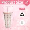 ZZ Water Bottle Aesthetic Tumbler For Ice Coffee Juice Tea Cute Bowknot Plastic Cups With Straw Lid Portable Drinking Bottle