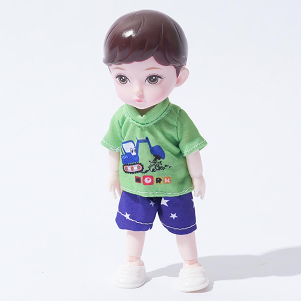One Piece 6 Inches Cute Baby Dolls, Boy Model 13 Movable Joints Plastic Painted Eyes, For Children Girl Birthday Gift Toys