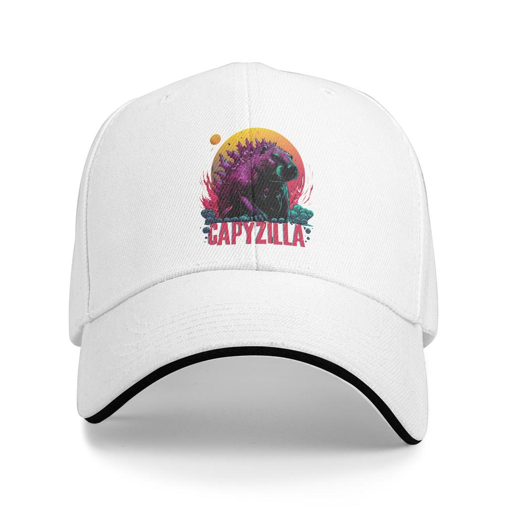 Capyzilla Capybara Baseball Cap Y2k Retro Men Adult Trucker Hat Breathable Custom Logo Running Hippie Snapback Cap
