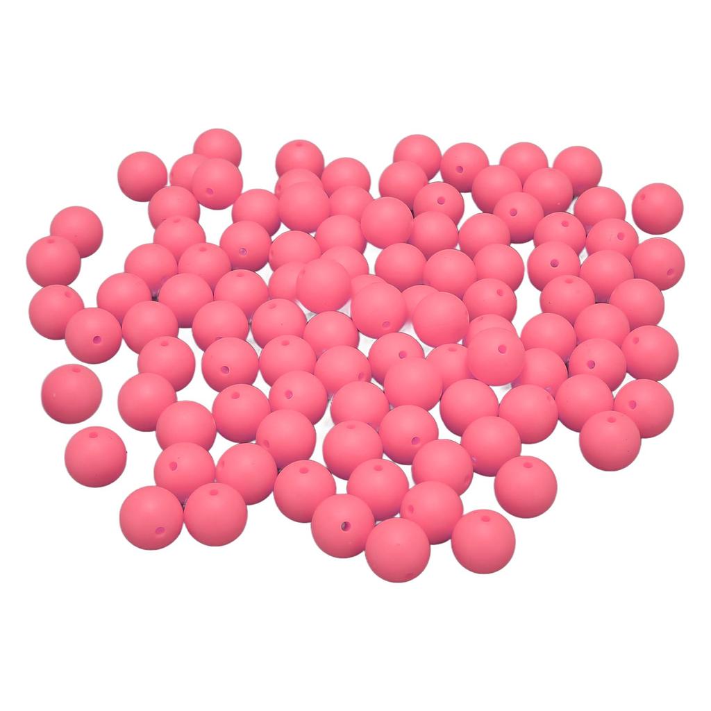 105pcs 15mm Silicone Beads Bulk Round Silicone Beads Loose Beads for Bracelet Necklace Keychain Making Baby Pink