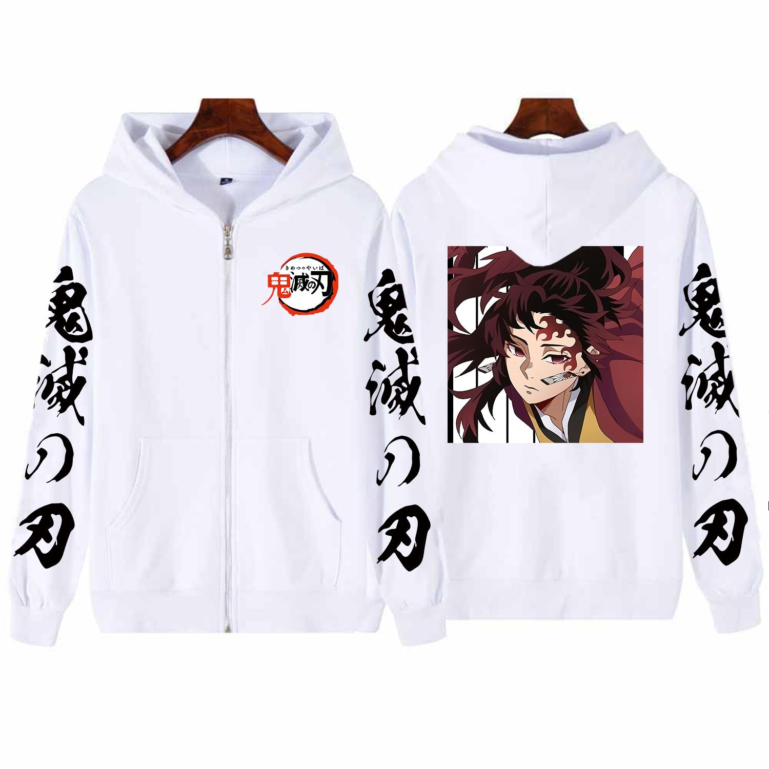 Популярные аниме Demon Slayer Tsugikuni Yoriichi толстовки с капюшоном зимний пуловер с принтом аниме для женщин и мужчин теплые удобные лоскутные толстовки 4XL белый 1980₽