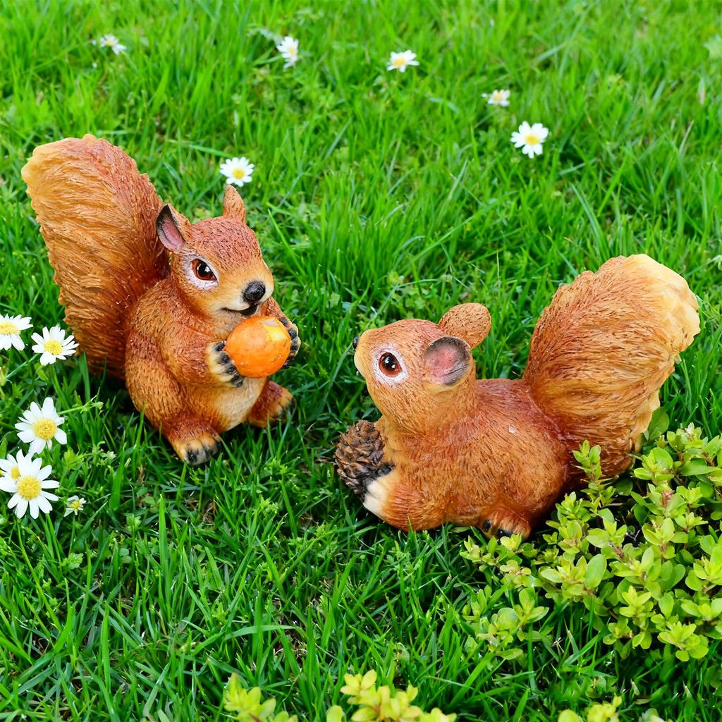  2PCS   Sculptures Resin Garden Animal Statue   Figurine Decor for Outdoor Patio Lawn Yard Ornaments 