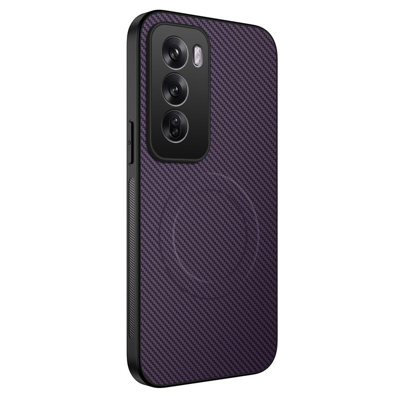 For Oppo Reno12 Pro 5G (Global) Case Compatible with MagSafe WANLONFENG TQ Series Carbon Fiber Texture PC TPU Phone Cover