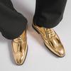 Men's Formal Gold Mirror Brogue Leather Shoes - Large Size, Lace-up Wedding Groom Attire