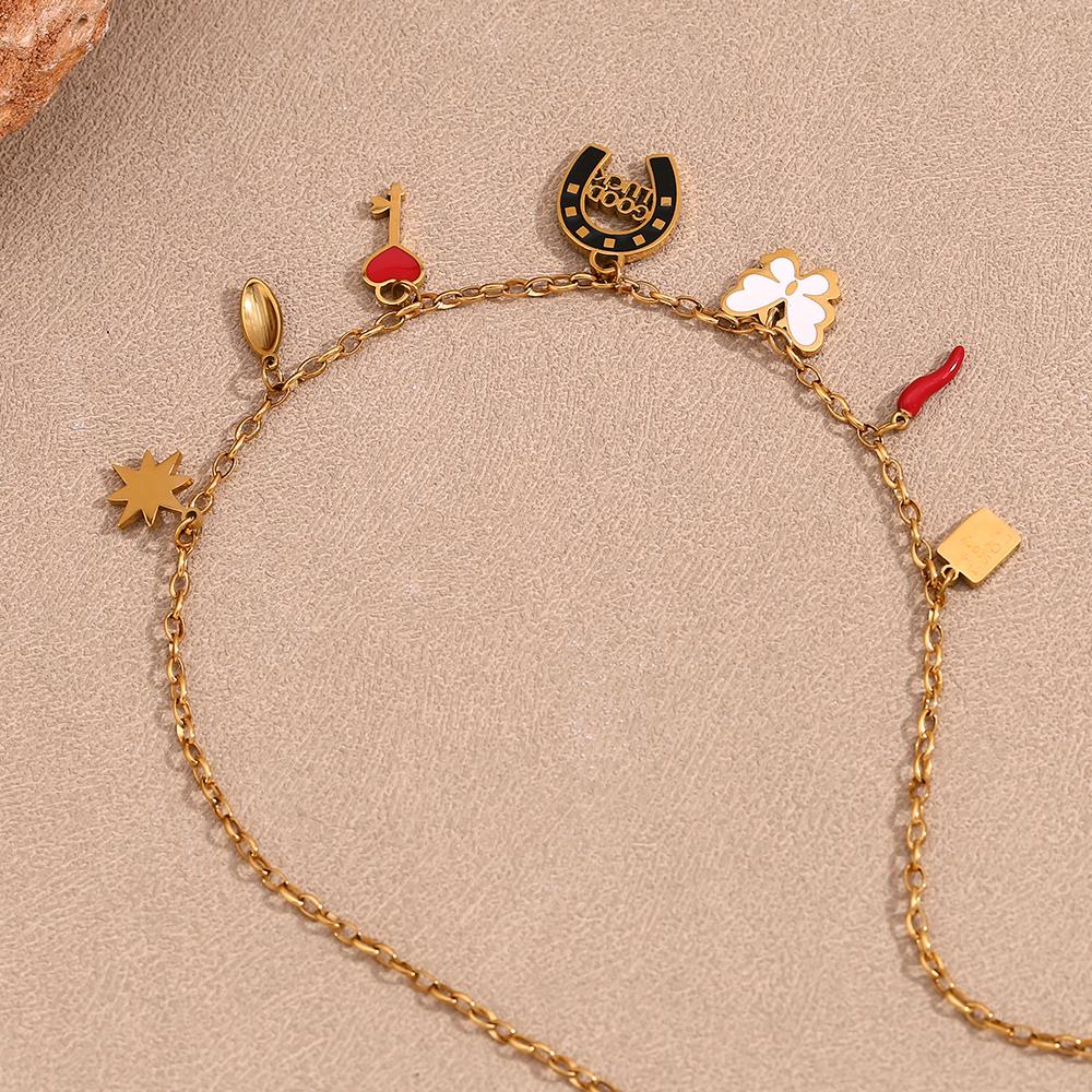 MamacitaSlay Hawaiian Style Enamel Chili Butterfly Star Pendant Stainless steel necklaces Jewelry on the neck women's neck chain