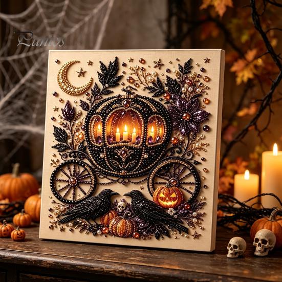 Artisanat Créatif Halloween Perles Bijoux Kit Perles Imitation, Kit Peinture DIY Citrouille Fantôme Ensemble d'Artisanat 3D pour Adultes, Murs Faits Main Idées Cadeaux Créatifs pour Fêtes