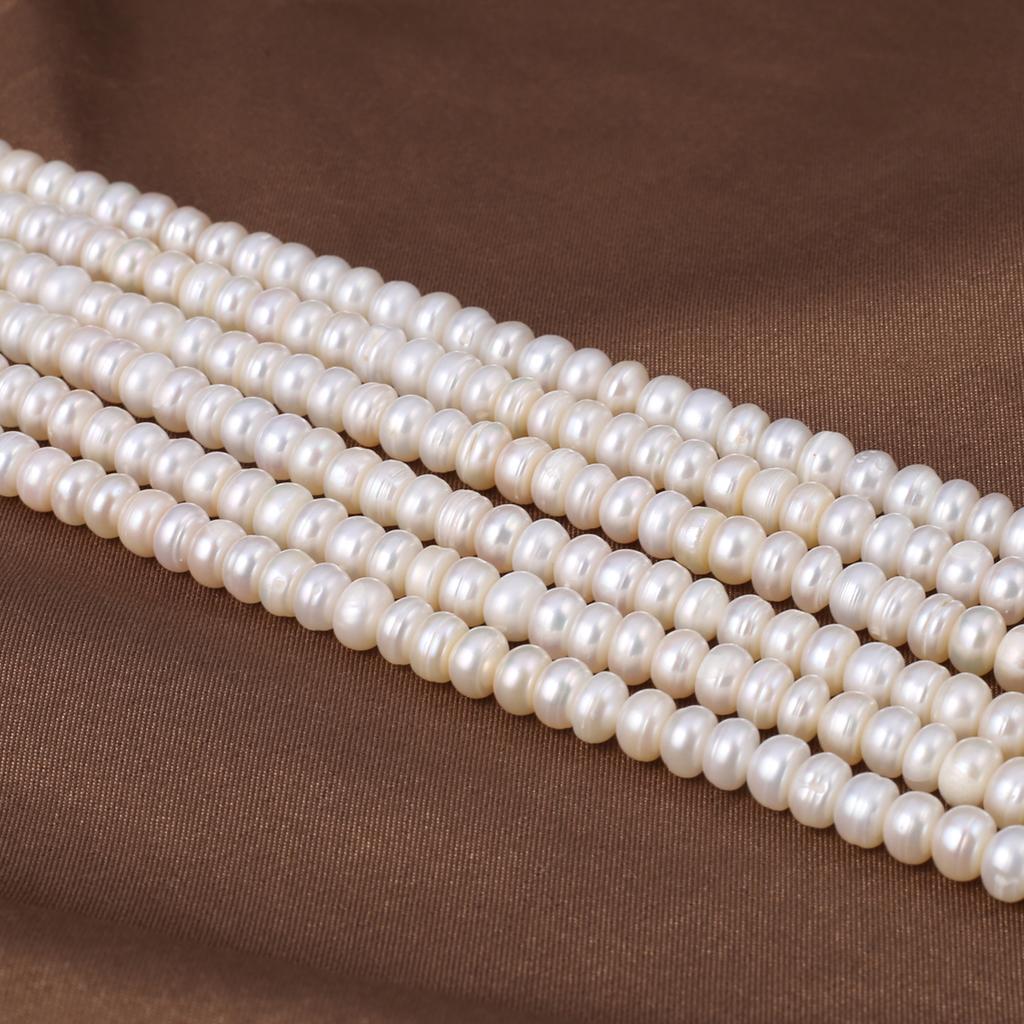 1String, White Natural Freshwater Pearls, Handmade Rondelle Pearl Beads for Jewelry Making DIY Necklaces, Bracelets Crafts (Beads 5-6mm, Length 36cm)