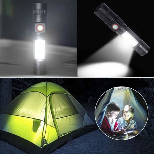 REHKITTZ LED Flashlight, Ultra-Bright 1600 Lumens, Handheld Flashlight, USB Rechargeable [2500mAh High-Capacity 18650 Battery] [10-30 Hours of Operati
