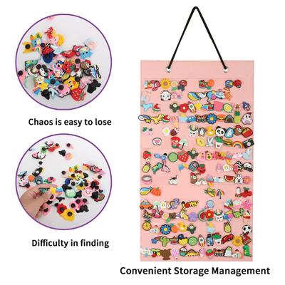 Hanging Brooch Organizer Bag with Lanyard Heavy Duty Felt Large Capacity Rectangle Cartoon Metal Lapel Pin Collection Display Holder Storage Case