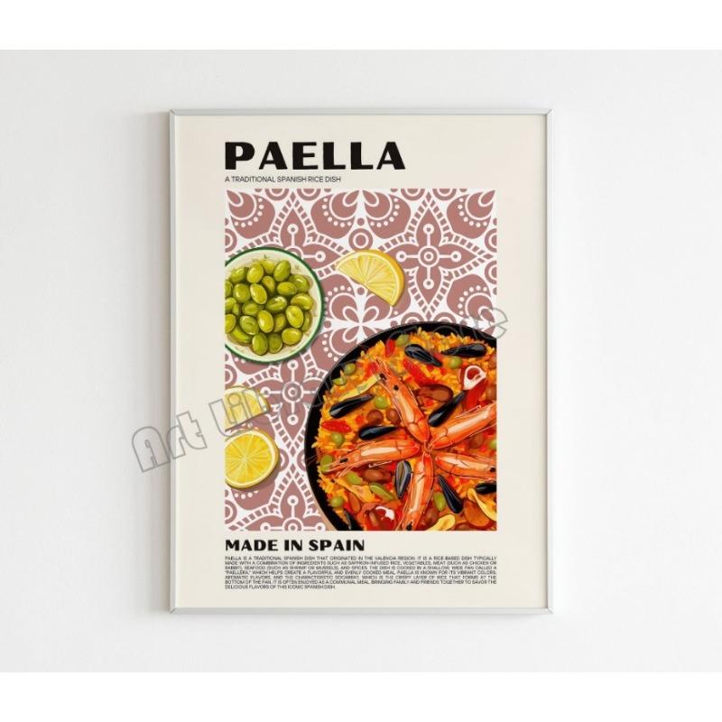 Retro Italian Japanese Thai Food Pizza Sushi Paella Poster Canvas Painting Wall Pictures Home Kitchen Decor Housewarming Gift