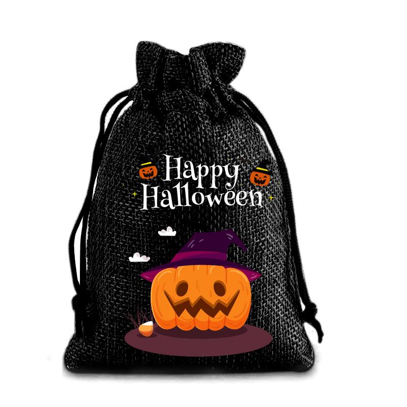 Halloween Kinder Zuckertüte Kürbis Geist Leinen Bündel Mundbeutel Geschenktüte Kordelzug Süßigkeitentasche Lager