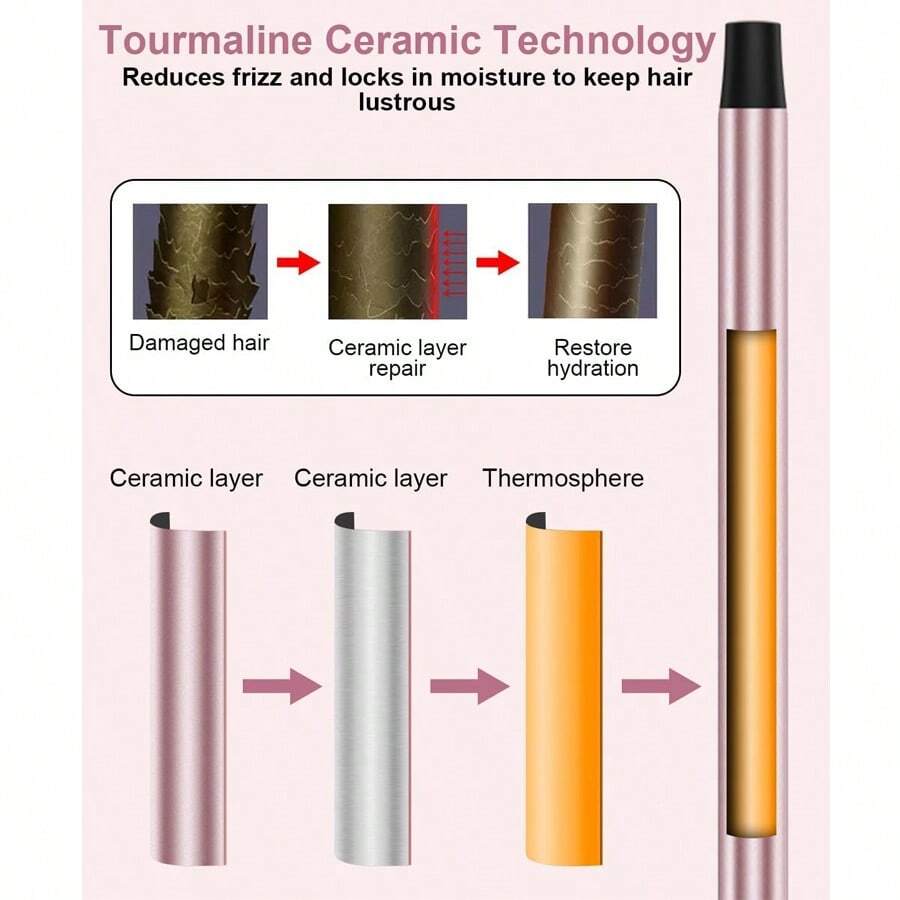 9mm Mini Hair Curler, Men And Women Corn Curly Hair, Single-Button Control, 2 Heat Settings, With 1 Heatproof Glove