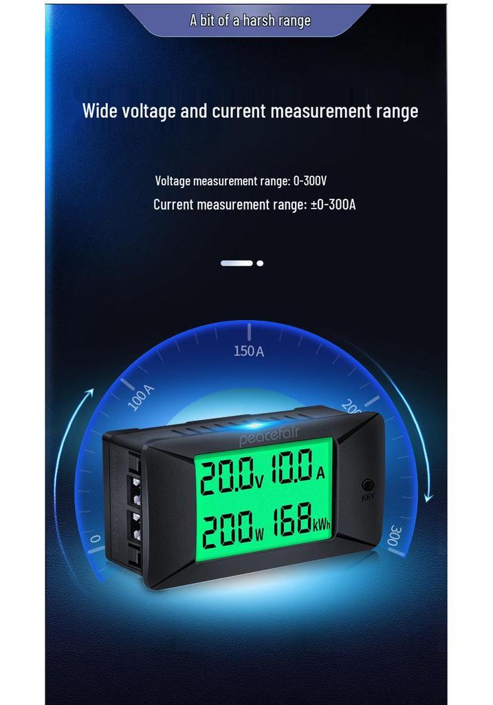High-Precision DC Digital Volt-Amp Meter & Energy Tester (0-300V/300A)