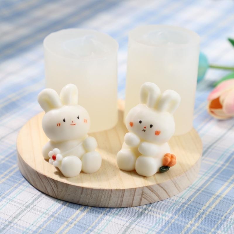 3D Rabbit Silicone Mold Easter Aromatherapy Candle Mould Resin Clay Soap Making DIY Craft Chocolate Cake Decorating Tool