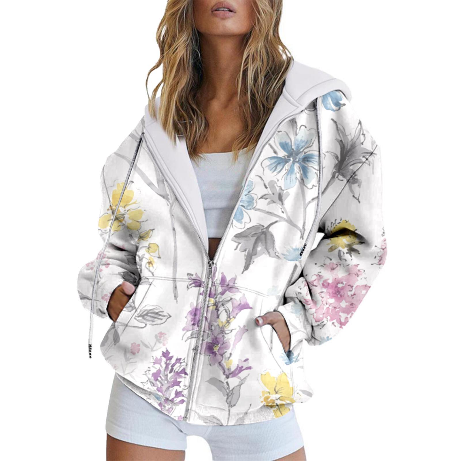 Карманный цифровой европейский и американский стиль минималистский темперамент мода на растительные цветы толстовка с капюшоном на молнии с длинными рукавамиMC4 2XL 1670₽