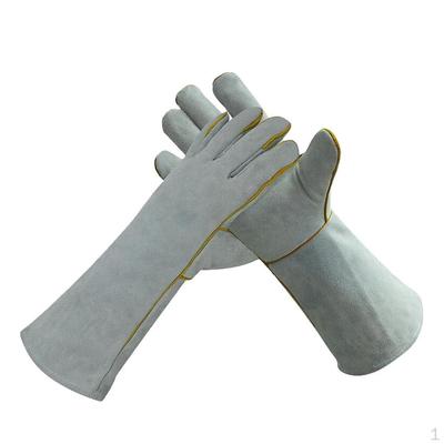 Heat Resistant Leather Welding Work Gloves Size 40cm Length Gray