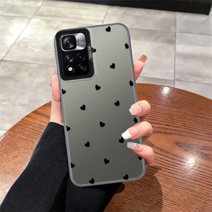 Soft Cover Phone Case for Xiaomi Redmi Note 10s 11s 12 13 14 Pro Plus 10 11 Pro Black Love Heart