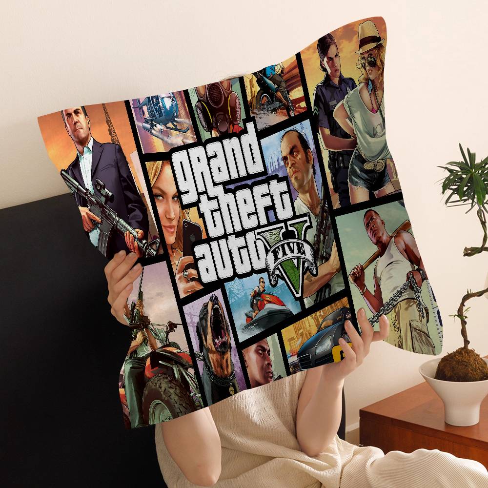 Action Game Grand TTheft Auto Cushion Cover Car Throw Pillow Case For Sofa Car Christmas Gift 40x40cm 45x45cm