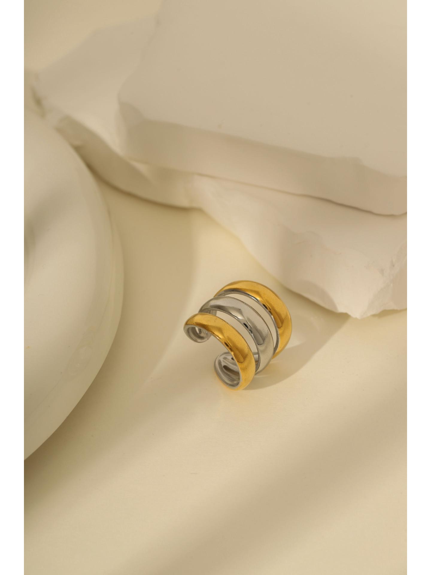 

Women s Two-Tone Gold & Silver Adjustable Geometric Ring Adjustable