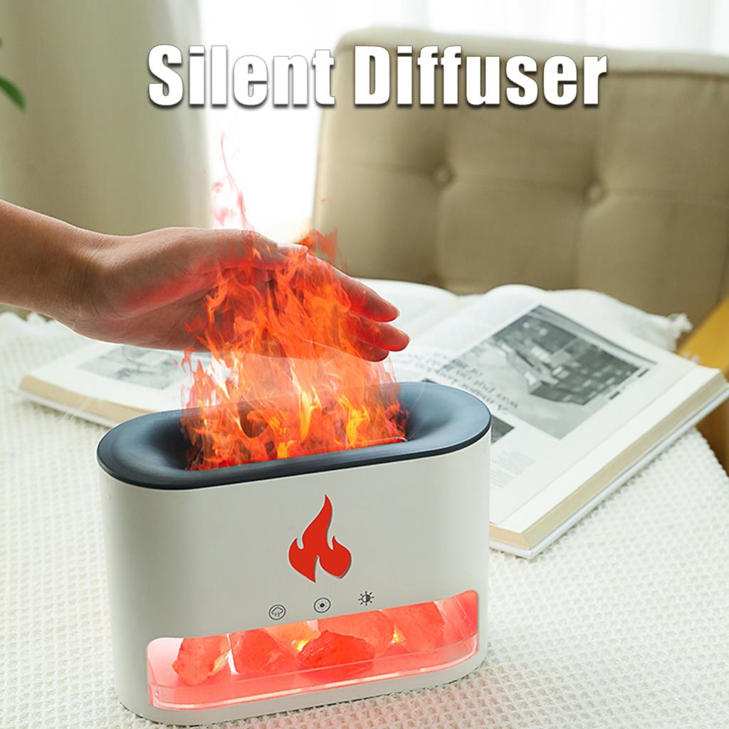 250ml Aromatherapy Essential Oil Diffuser Type C USB Powered Auto Shut Off Night Light 4 Color Flame Salt Lamp Diffuser