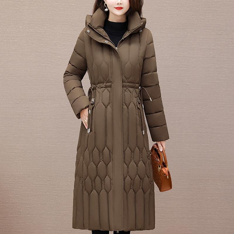 Fashion Winter Long Coat Female Warm Parkas Hooded Casual Thick Middle Age Women Jackets