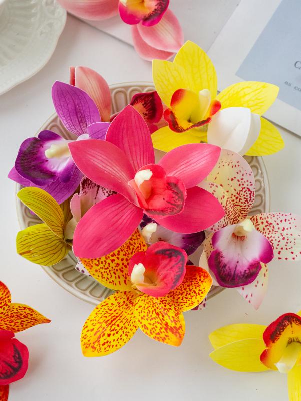 50/100PCS Artificial Flower Silk Orchid Home Room Table Decora Festival Outdoor Garden Yard Wedding Bridal Bouquet Diy Gift Box