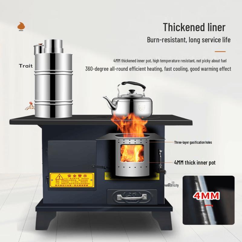 Jundingying Indoor Gasification Heating Stove with Water Tank and 3m Chimney