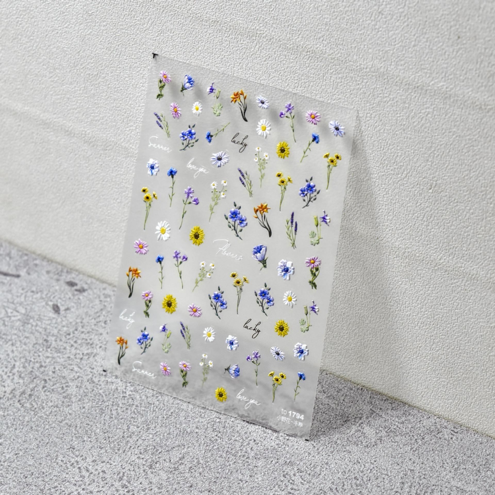 Рельефные маленькие полевые цветы наклейки для ногтей DIY производство креативные — фото 11