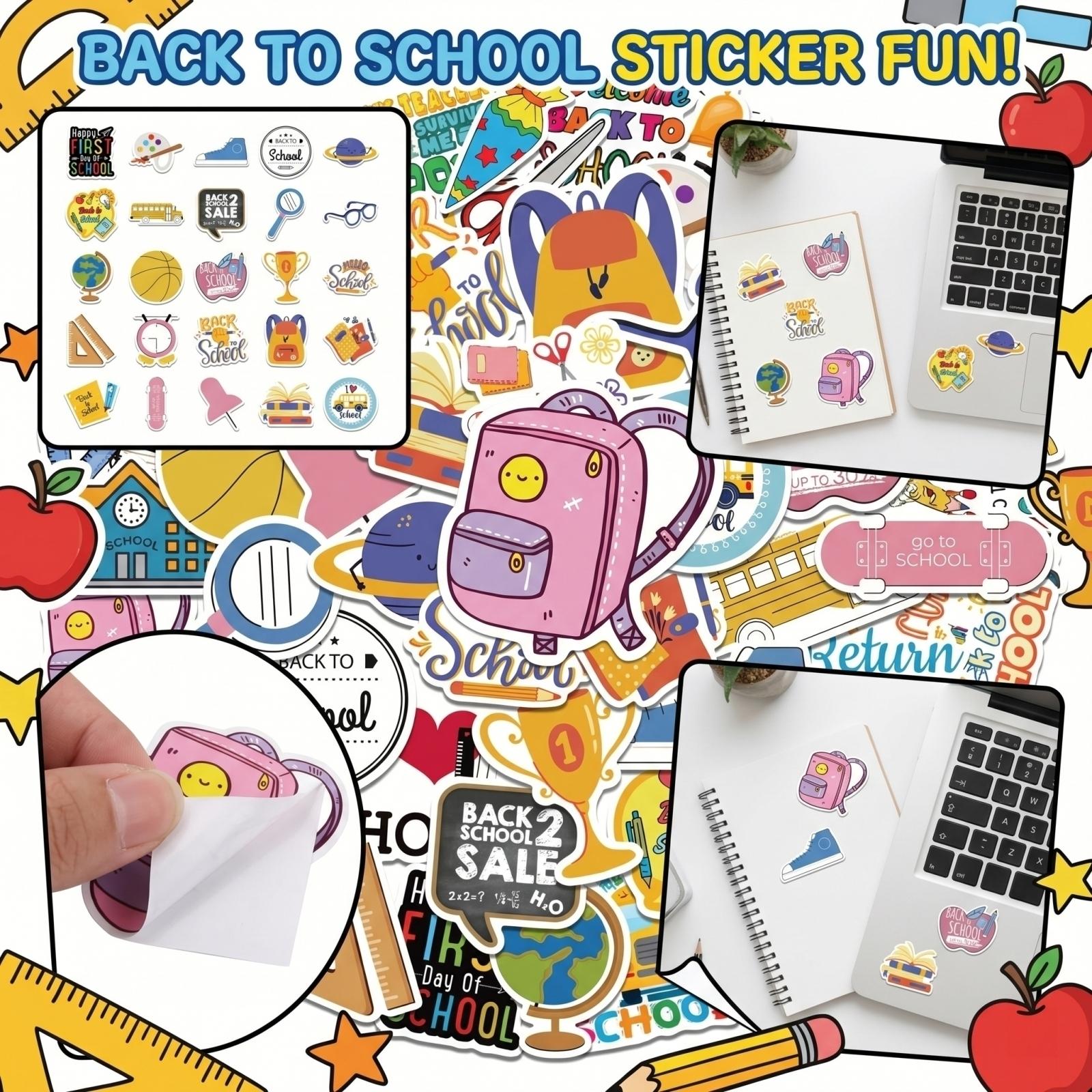 

0 Sheets Of Back-to-School Sticker DIY Supplies Decorative Cute Sticker Fun Rewards Children s Stickers One Size