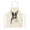 1 Pcs Cotton Linen BullDog Dog Print Kitchen Aprons Unisex Dinner Party Cooking Bib Funny Pinafore Cleaning Apron