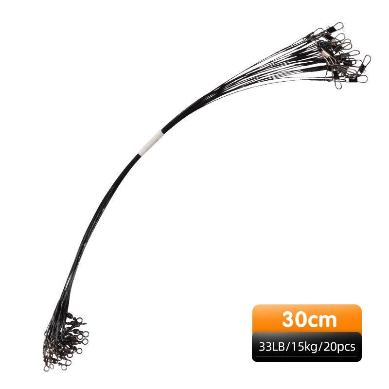 MEREDITH Filo da Pesca in Acciaio Anti-Morso 15cm-30cm Terminale in Filo d'Acciaio con Girella Accessorio da Pesca Treccia con Nucleo in Piombo Filo da Pesca
