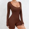 Women's High-End Tummy Control Padded Shapewear Jumpsuit with Long Sleeves