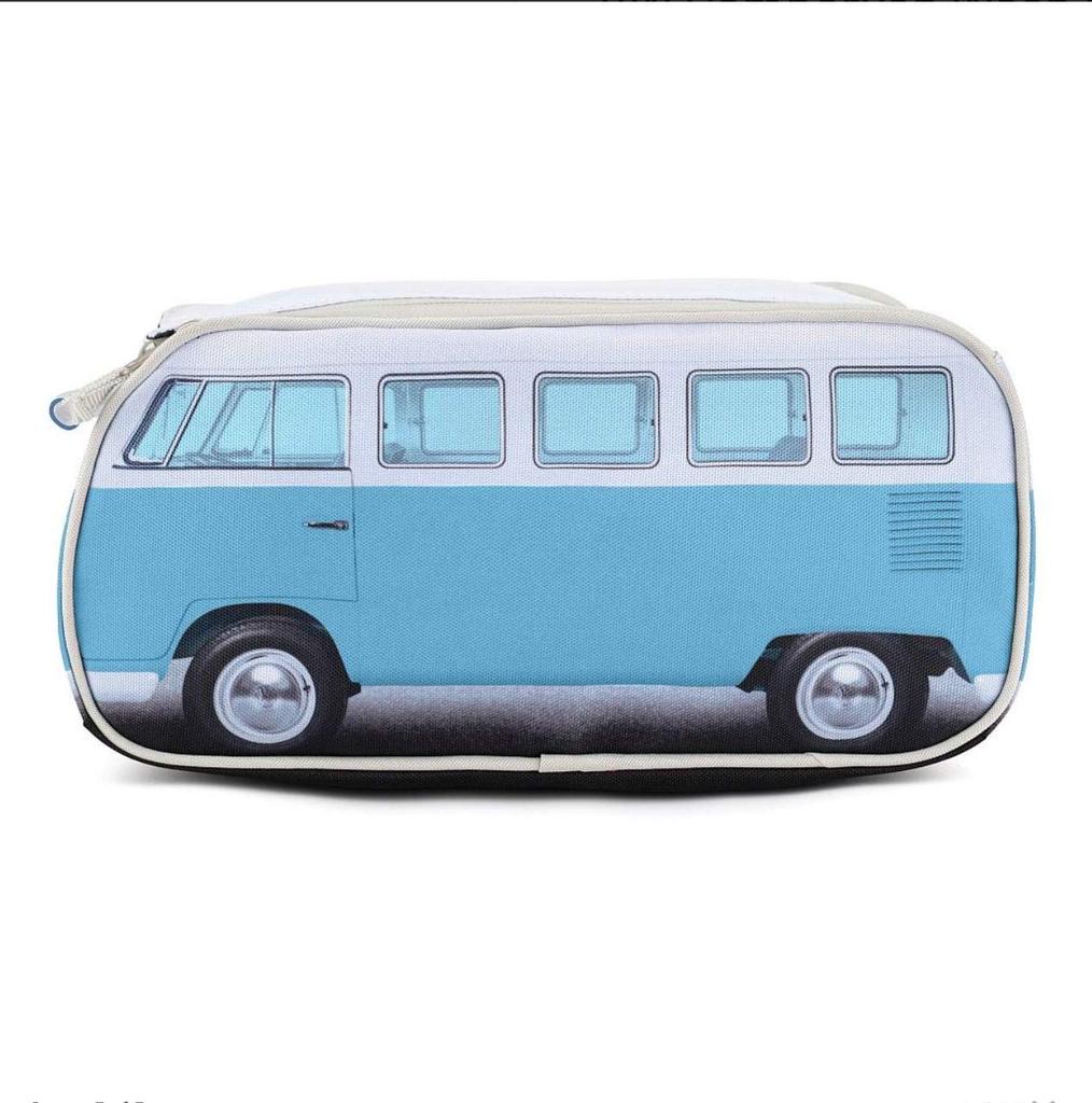 Licensed Volkswagen Volkswagen Camping Van Print Pouch Large Capacity Pen Case 30cm Unisex [Officially Product] (Blue) [Used]