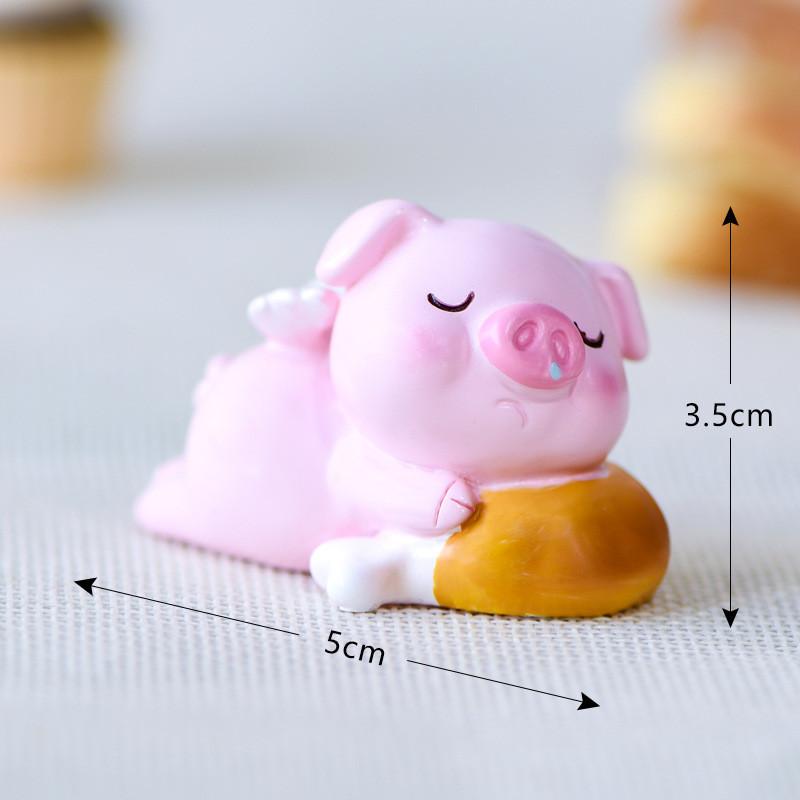 Cartoon Style Resin Sleeping Animals Pig Rabbit Cat Dog Miniatures For Fairy Gardens