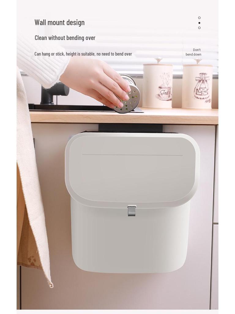 Wall-Mounted Bathroom Trash Can with Lid & Toilet Paper Holder - Compact Sanitary Bin