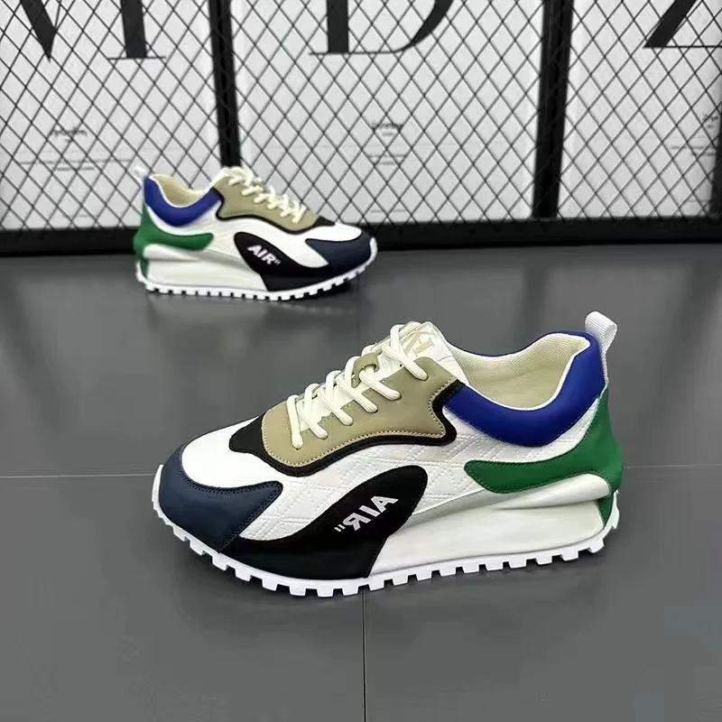 ModeMode Läder Canvas Man Man Casual Skor Lyxiga Herr Sneakers Höjdökande Plattformssula Skor för Män