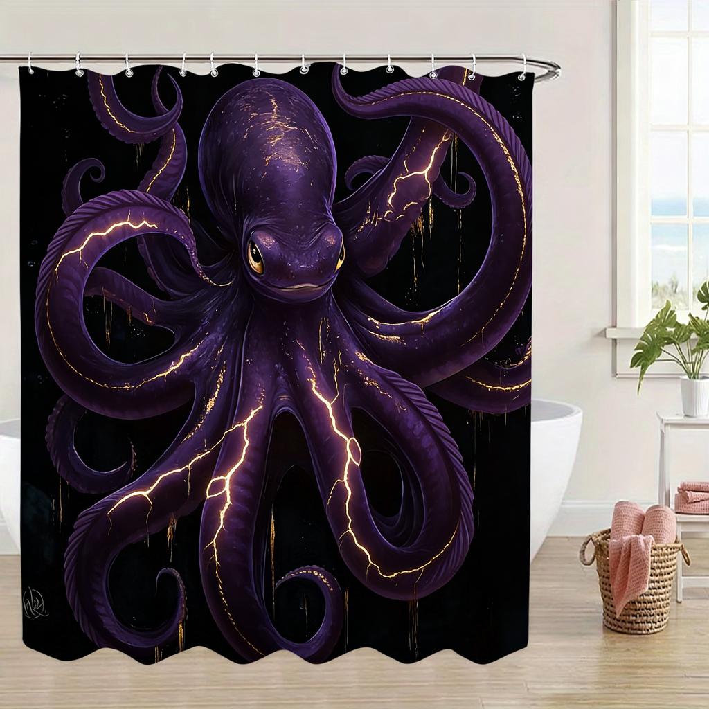 Ornate Gold Patterned Sea Turtle Underwater Waterproof Shower Curtain
