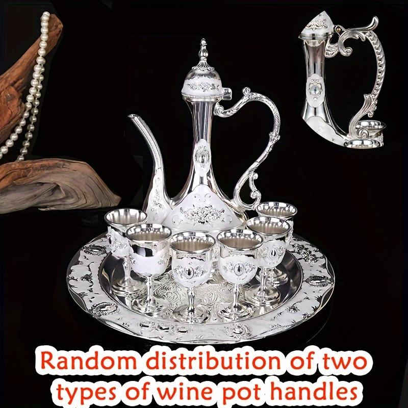 

Европейский винтажный чайный сервиз — включает в себя 1 чайник, 6 чайных чашек и 1 поднос — идеально подходит для летних и зимних напитков — старинный металлический набор для питья для дома